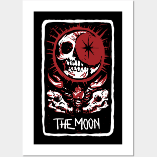 The Moon Blood Red Skeleton Skull Tarot Card Posters and Art